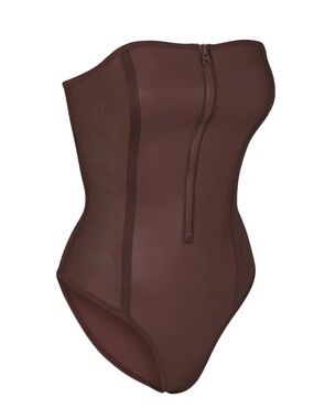 nwt skims rubberized scuba swim strapless one piece swimsuit size xl cocoa brown